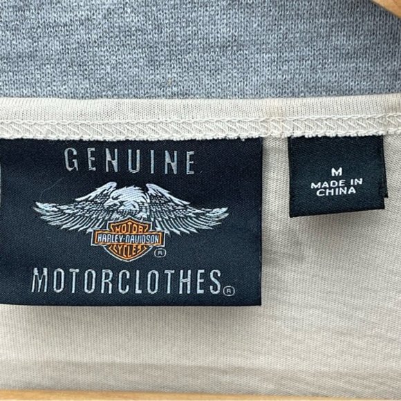 Harley Davidson Womens Cream Gray Long Sleeve T-Shirt Size M - Picture 5 of 12